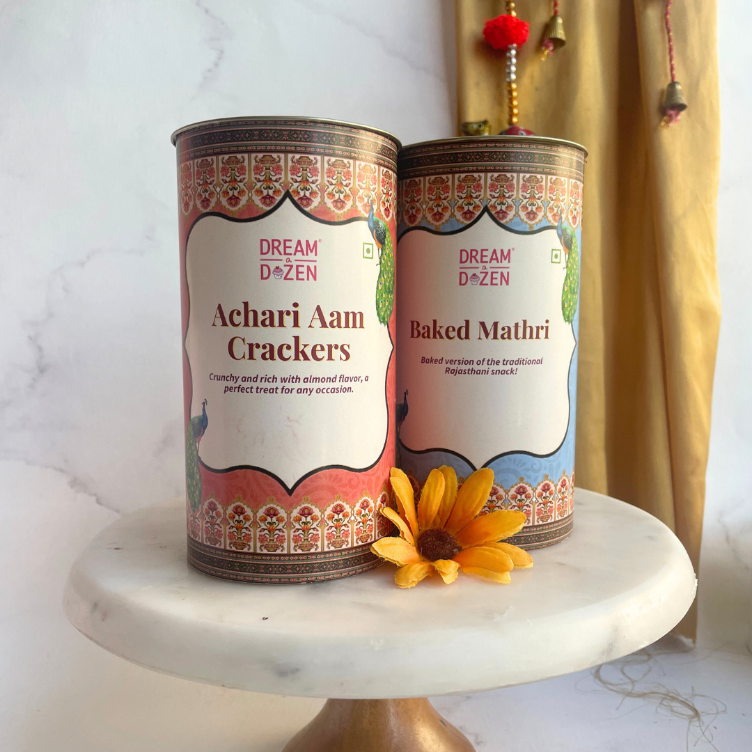 Big tins of desi gourmet cookies and crackers that can shipped across PAN India for any occassion. Perfect gift for family and friends and a unique replacement for the generic sweet box or mithai ki dabba 