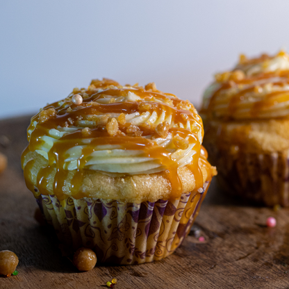 Luscious caramel sauce filled inside our classic vanilla cupcake!